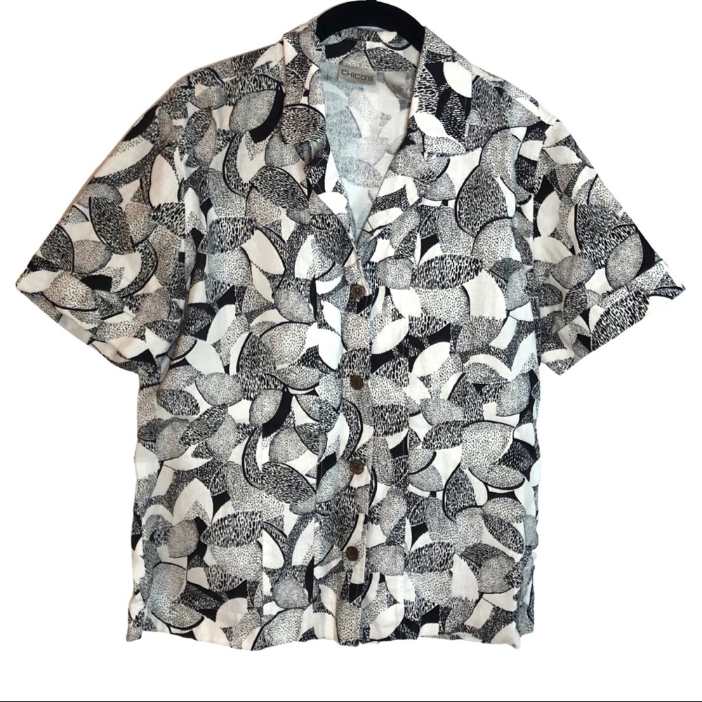 Chico’s Linen Short Sleeve Button Shirt
